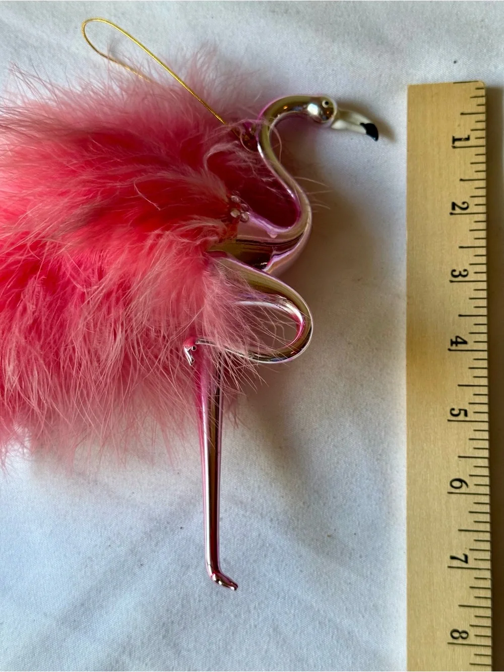 Delicate Pink Flamingo Ornament with Fabulous Pink Feathers